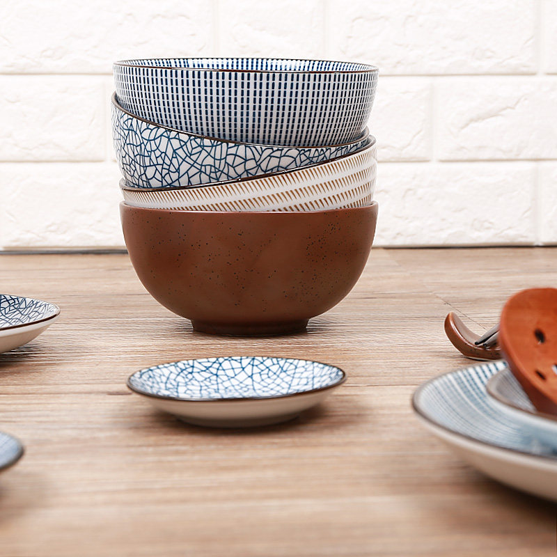 Japan-style glazed under-coloured ceramic bowls Home Jane about rice bowls Rice Bowls Bowl of Blister Noodles Bowls of Cups Chopsticks rack Noodles Bowls