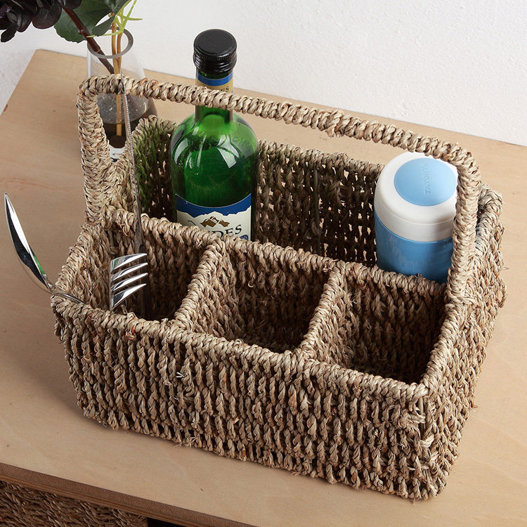Grass choreography Knife Fork Rack Red Wine Bottle Rack Tea Aisle Cell Phone Remote frame Handle Four-Contained Basket