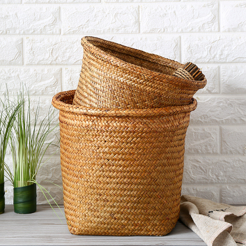 Flower Pot Flower Basket Grass Knitted Non Vines Round Woven Containing Basket Containing Basket Containing Bucket bin Large Number