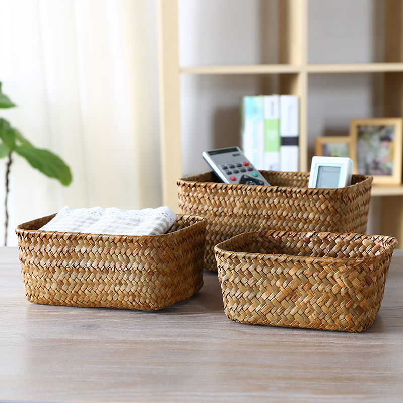 Desktop mini - collection basket seaweed cosmetic storage basket Remote control key - finishing box field