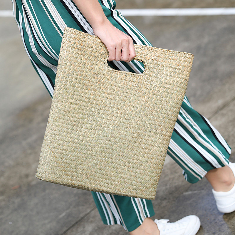 Retro Summer Style Bag Hand Grass Bag Day Style Little Fresh Pugrass Woven Bag Hand Document Cashier Bag