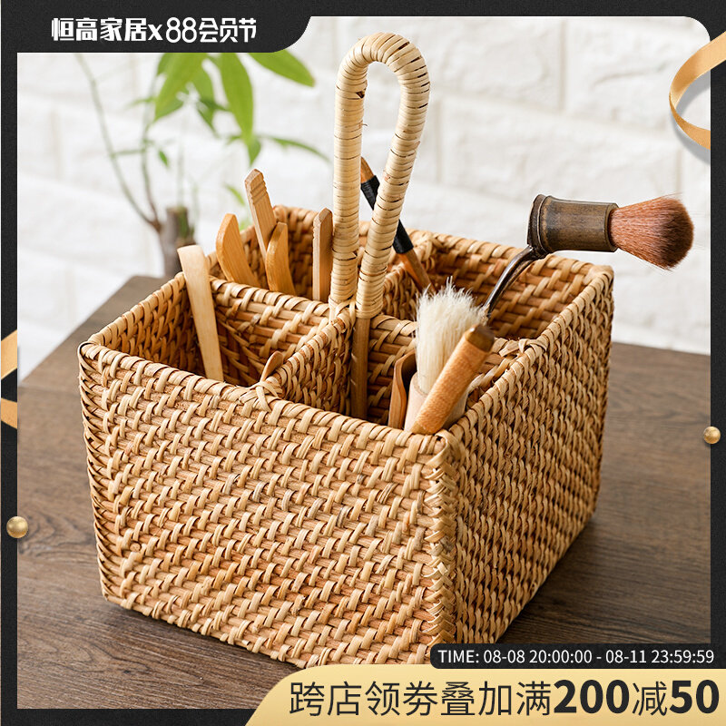 Imported vine hands - on pen - cylinder storage box Handmade wall hanging basket - hung - basket remote control storage