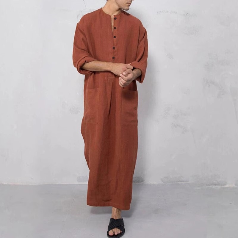 Autumn Chinese Ethnic Style Loose Long-Sleeved Robe Southeast Asian Robe New Robe