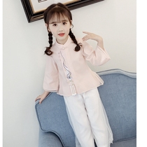 Girls Chinese style embroidered Hanfu suit 2021 Spring and Autumn new little girl Super fairy style costume