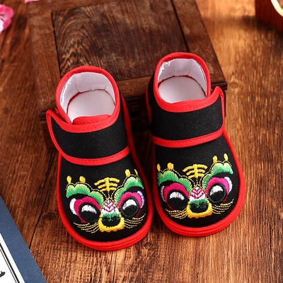 Children's spring embroidered tiger head shoes for boys and girls one year old walking shoes for infants