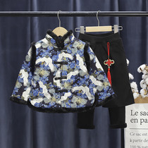 Hanfu boys winter childrens costume set baby dress national style Chinese retro Tang costume