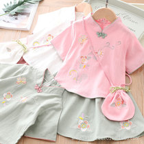 2021 summer dress new bag butterfly embroidery girl Han dress children Chinese style dress little girl childrens dress