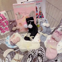 Autumn and winter new childrens white fur ball socks girls pile socks Korean students Joker loolita plush socks