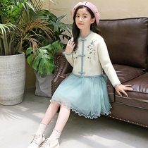 Girls mink velvet dress 2-piece set plus velvet thick no hair fairy soft cotton ancient style New years tide boy