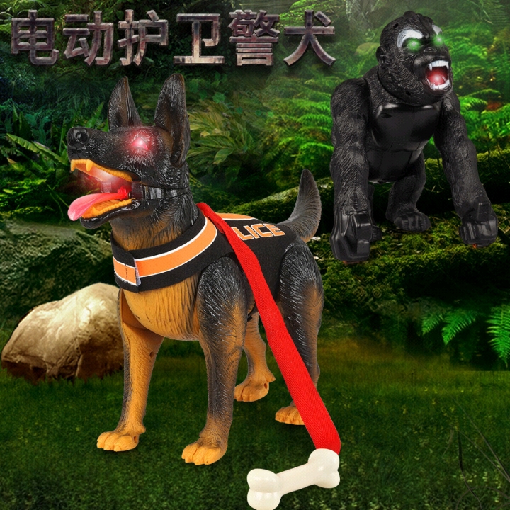 Electric dog toy model plastic simulation walking will call boys and children plastic leash vibrato toy police dog