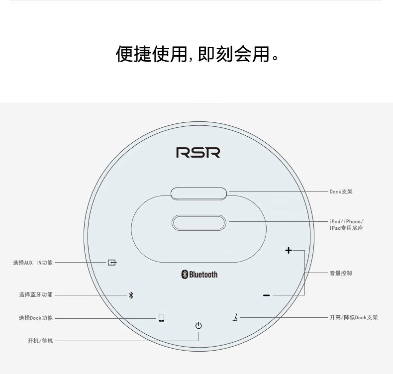 RSR TP15 苹果充电底座蓝牙音响 手机低音炮音箱