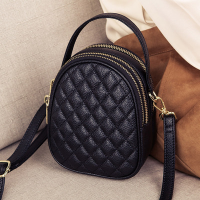 Hong Kong small bag leather 2022 trendy fashion Korean mobile phone bag female messenger shoulder bag soft leather rhombus shell bag