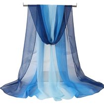 Silk scarf form etiquette elegant socialite womens school bib long blue body training dance adult gauze