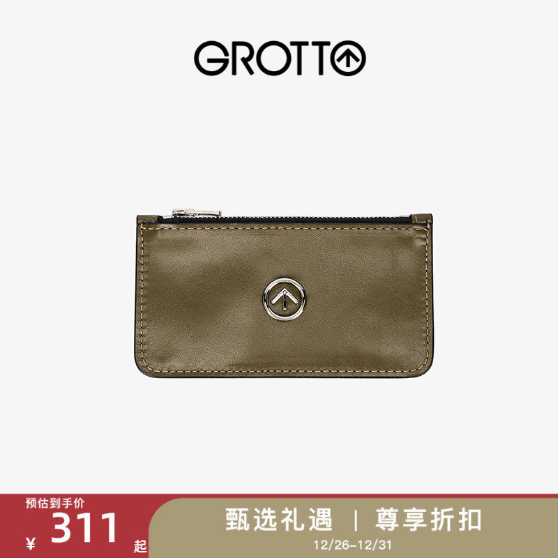 GROTTO MUSIC FOR 23 YEARS NEW COW LEATHER GENUINE LEATHER MULTI-POSITION ZIPPER CARD BAG Clips New Year Gift-Taobao