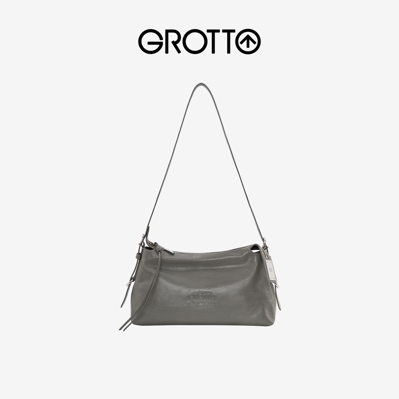 Grotto 26Th Anniversary New Gogohobo Tinware Gray Leather Single Shoulder Crossbody Bag Fashionable Travel Storage Bag Grotto 26Th Anniversary New Gogohobo Tinware Gray Leather Single Shoulder Crossbody Bag Fashionable Travel Storage Bag