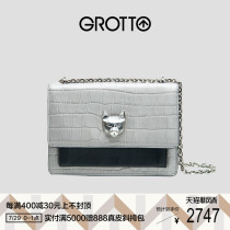 GROTTO a Le Zhang containing rhyme with the same cat god Italian crocodile grain cowhide niche light luxury crossbody chain womens bag