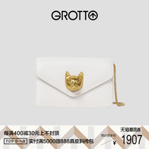 GROTTO happy Italian leather crossbody chain bag cat god niche light luxury womens bag storage Yi Tian with the same