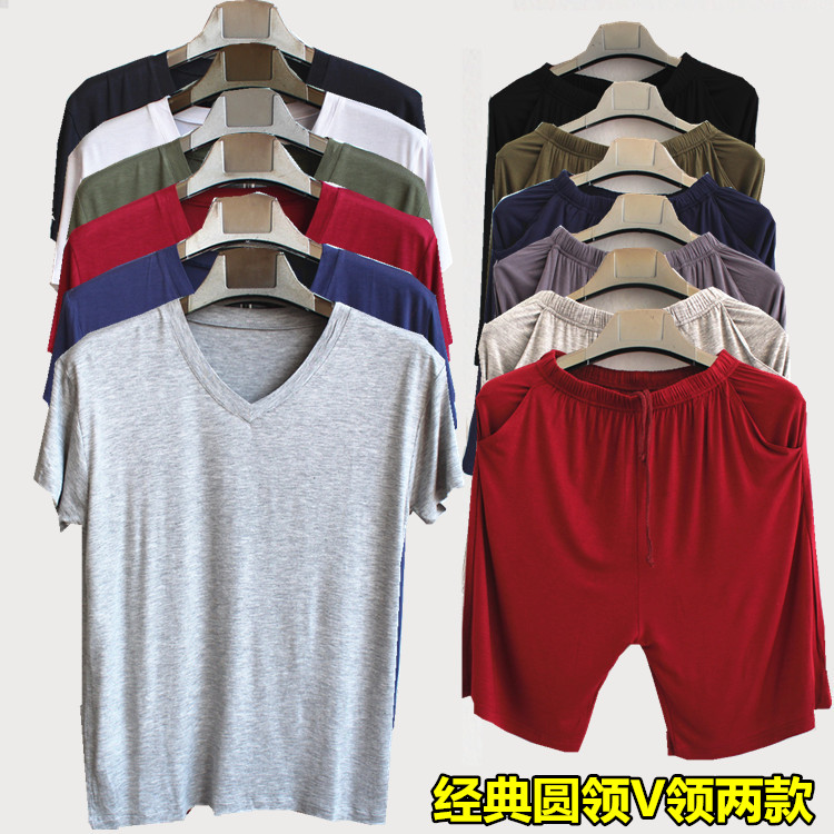 New men's pajamas home clothes modal cotton loose thin section XL sports morning exercise short-sleeved shorts suit