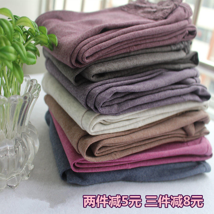 FTY women's cotton one-piece long johns warm pants with knee pads thickened to increase fat leggings close-fitting line pants underpants