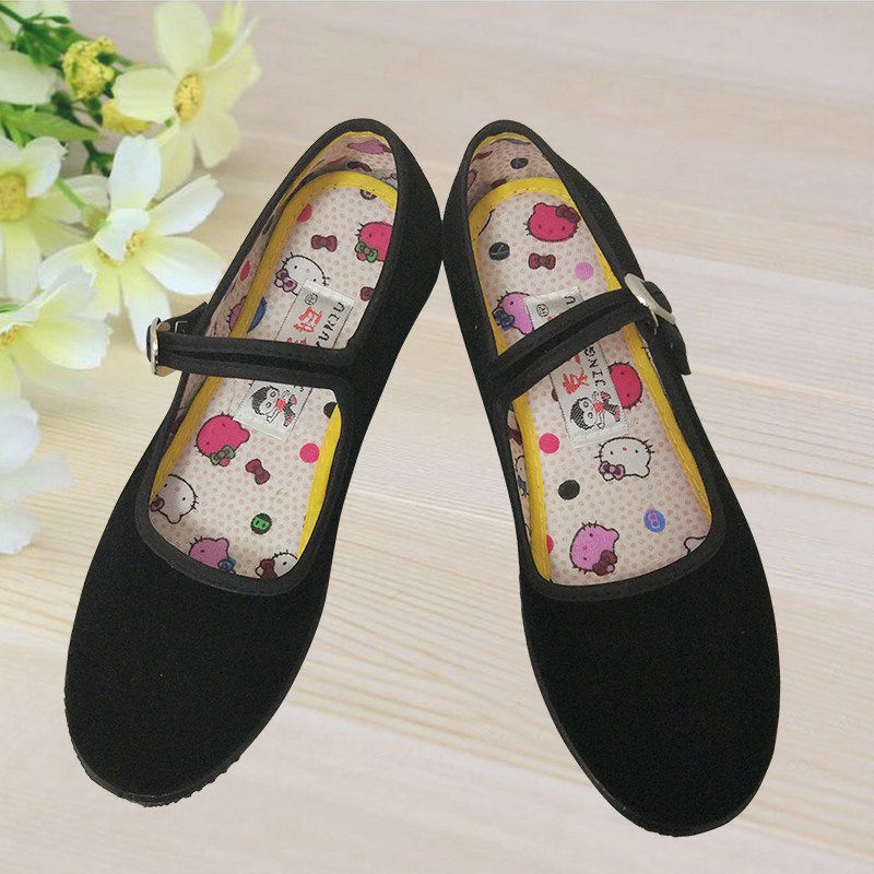 Old Beijing cloth shoes children's black cloth shoes girls dance etiquette shoes square buckle shoes Republic of China student shoes black