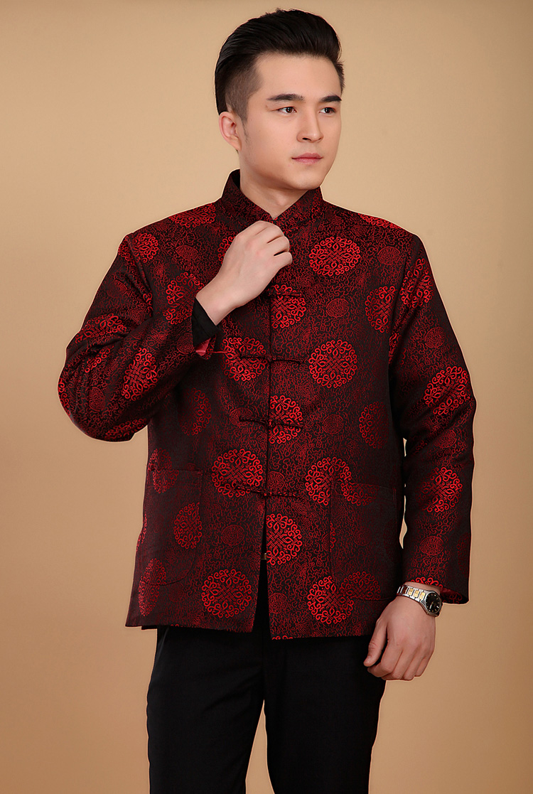 Mùa thu và mùa đông nam trung niên Tang phù hợp với người Trung Quốc thắt nút quần áo quốc gia Trung Quốc áo khoác dài tay cha mẹ quần áo sinh nhật quần vải nam