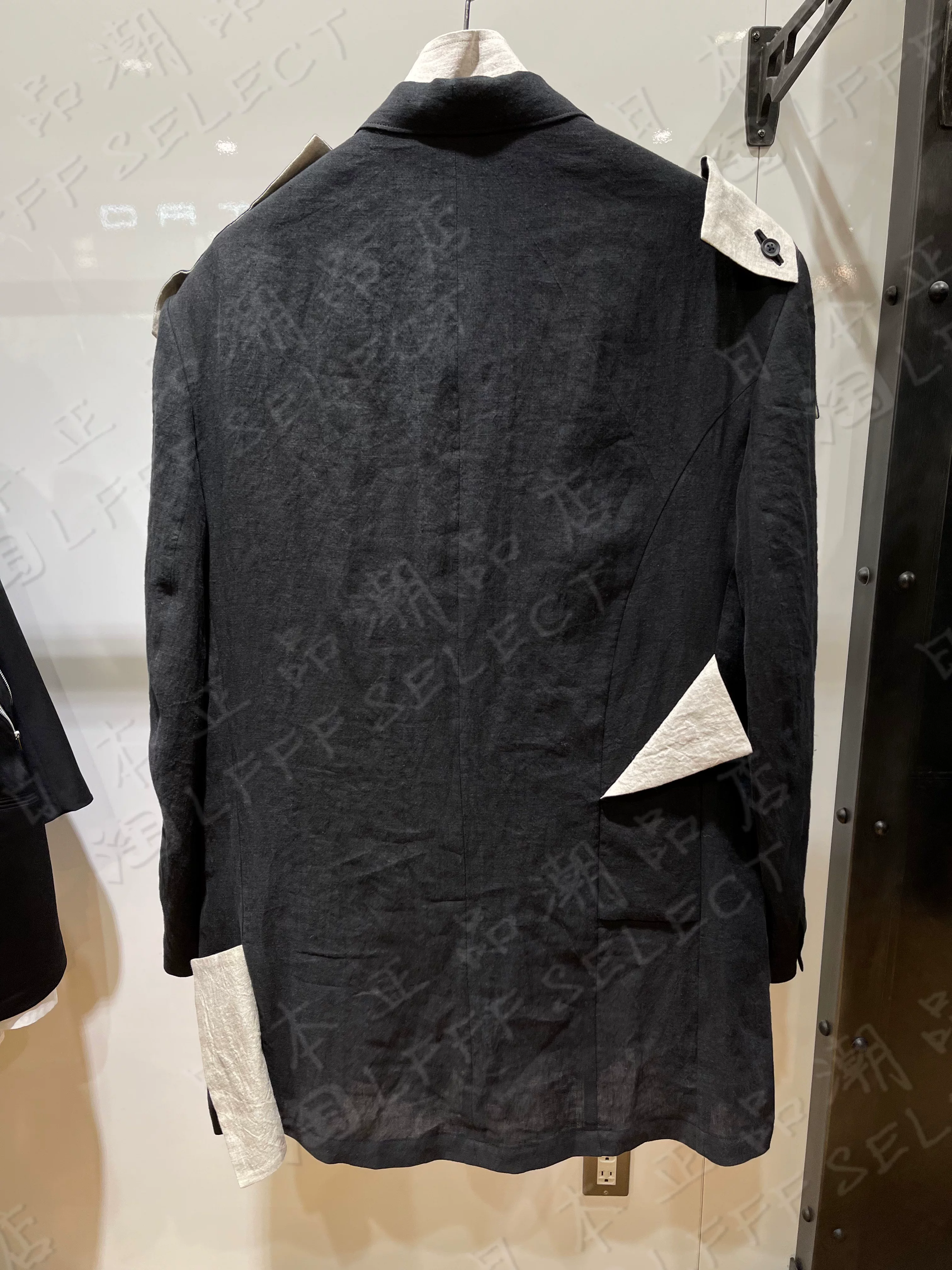 Японский закупочный агент Ямamoto Ёси 22SS LOOK 1 льняная ткань черно-белого цвета, декоративная куртка-свитер