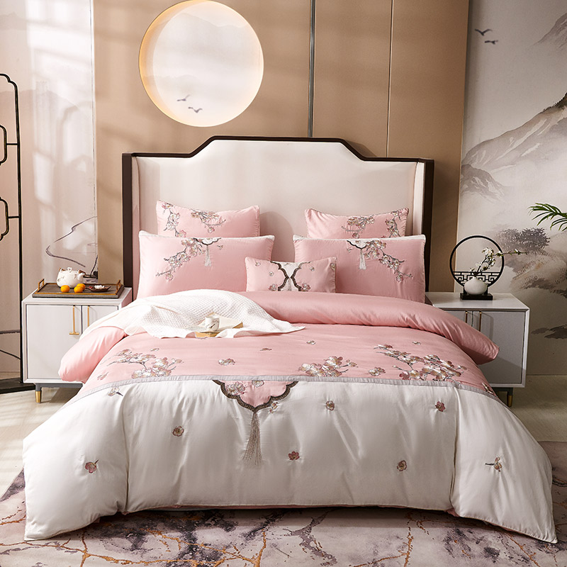 Pure cotton four-piece 100 cotton skin-friendly new Chinese-style Chinese-style embroidered bedding wedding quilt cover can be customized