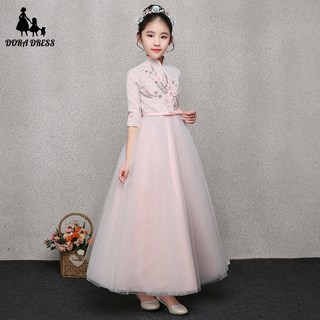 2025新款中国风儿童礼服公主裙主持人古筝演出服女童生日礼服长款