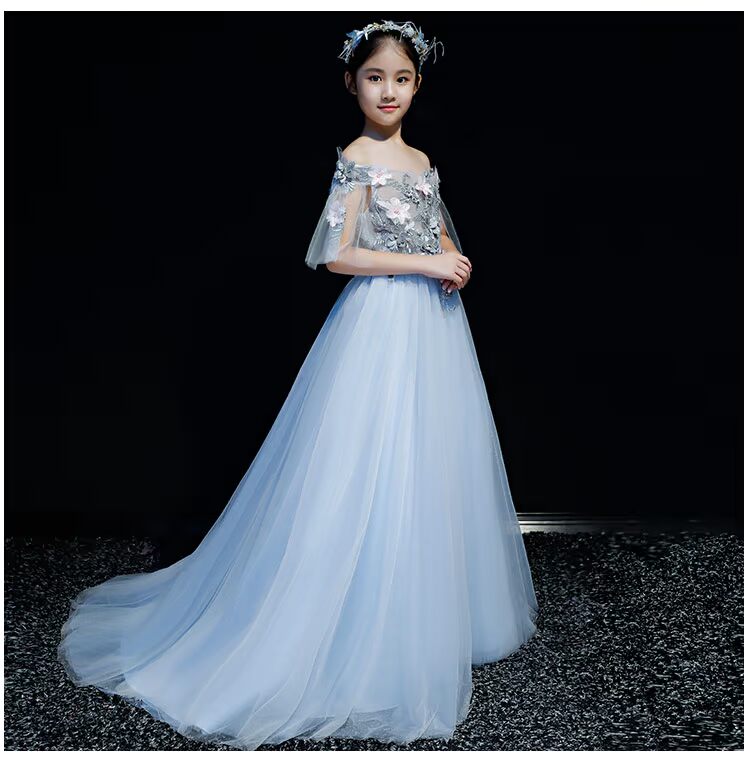 Váy một vai trẻ em váy công chúa trang phục piano cô gái nhỏ chủ nhà mẫu catwalk trình diễn trang phục dạ hội quần áo bé trai phong cách lịch lãm