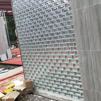 Transparent glass brick rectangular partition wall living room entrance background clouded pattern long glass brick landscape Crystal brick