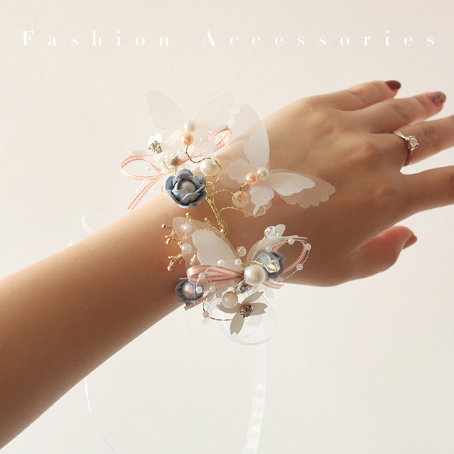 Korean style bridesmaid wrist flower bride knot wedding sister group bracelet flower forest fresh children dance performance