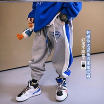 10 Year Old CUHK Boy Boy Gush Boy Grey Sports Pants Autumn Money Integrated Suede Casual Outwear Kharen Pants Sweatpants