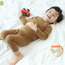 Baby lingerie plus suede pajamas bedroom with baby autumn clothes suit pure cotton high waist protector 1 autumn winter all cotton 3 years old