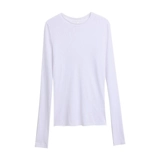 Шелковый тонкий базовый приятный телу шифоновый белый трикотажный лонгслив, защита от солнца