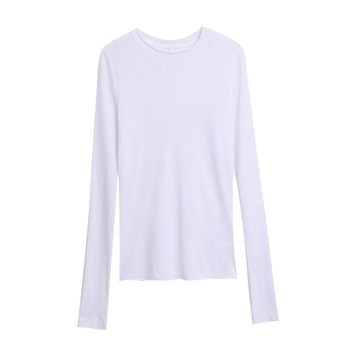 Шелковый тонкий приятный телу шифоновый белый трикотажный лонгслив, защита от солнца