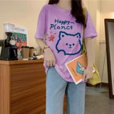 Весенняя летняя футболка с коротким рукавом, свободный крой, большой размер, оверсайз