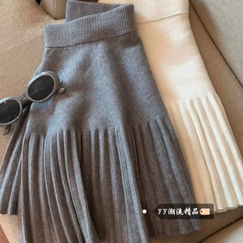 Летняя эластичная короткая трикотажная юбка в складку, высокая талия, А-силуэт