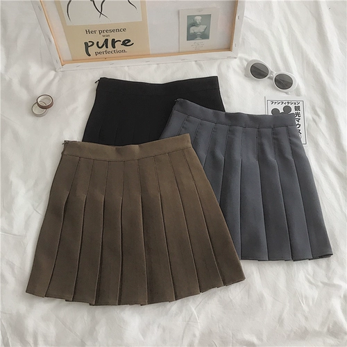 Короткая летняя юбка в складку, черная мини-юбка, А-силуэт, высокая талия