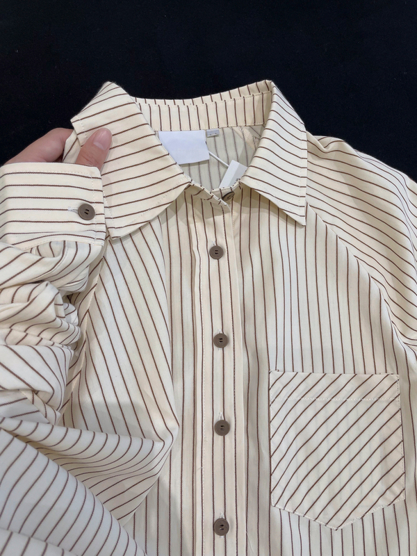 French-Style Striped Shirt, Early Spring Chic Top for Women, 2026 New Design, Niche and Stylish Long-Sleeve Shirt