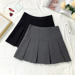 Gray Pleated Skirt for Women, 2025 Autumn High-Waisted Mini Skirt with a Unique Design, A-Line Short Skirt for Petite Figures
