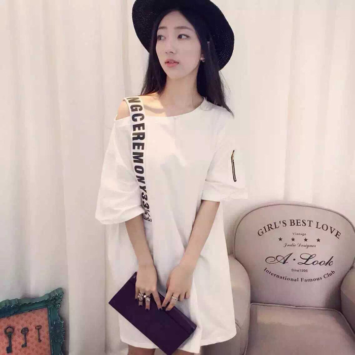 Mùa xuân mới của Hàn Quốc thời trang rỗng vòng cổ ngắn tay T-Shirt nữ Han Fan rắn màu Slim mỏng hoang dã áo khoác thủy triều