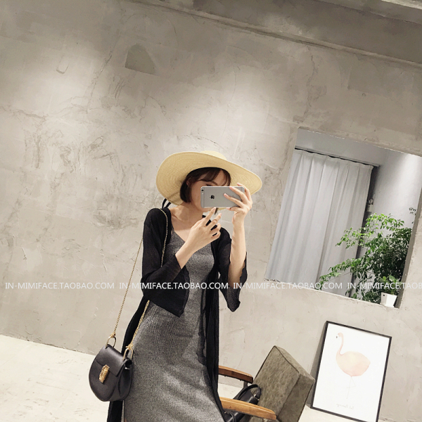 Dài Slim Túi Hip Vest Sled Dress Dress Dài Váy Đàn Hồi Phù Hợp Chặt Chẽ Áo Sơ Mi + Sun Protection Shirt váy babydoll dáng dài