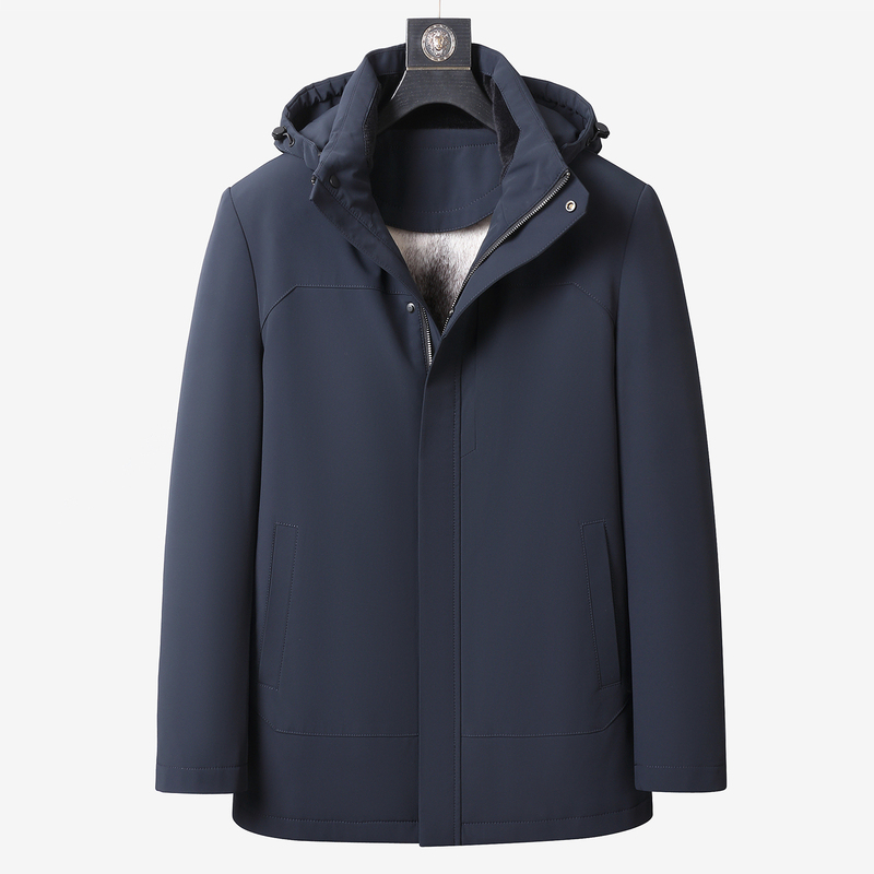 Nikke Men's Full Mink Fur Lining Parka Mid-Length Real Mink Fur Integrated Hooded Coat Fur Jacket Nikke Men's Full Mink Fur Lining Parka Mid-Length Real Mink Fur Integrated Hooded Coat Fur Jacket
