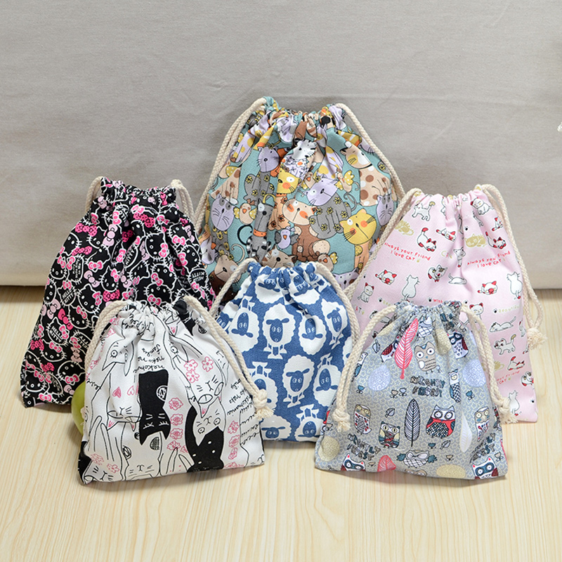 Thickened canvas storage bag travel fabric drawstring pocket small cloth bag finishing closing drawstring drawstring bag drawstring bag
