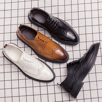Mens dressed small leather shoes men British tip business white casual men shoes Han Huo Hui wedding shoes breathable