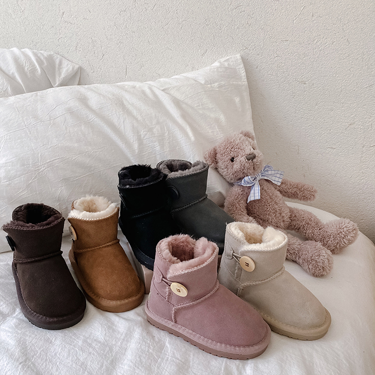 Yiyima children's snow boots plus velvet winter cotton boots boys and girls shoes short boots baby cotton shoes thick and warm