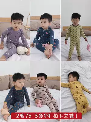 Children's sleepwear boys autumn and winter girls cotton underwear baby tracksuit set Qiuyi wei sheng ku piece tide