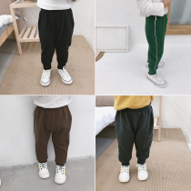 Childrens clothing 2020 new foreign style pants boys vertical striped casual pants baby Joker sports pants tide dress Korean version