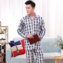 Giá mặt hàng số 314 Mùa xuân và mùa thu nam Bộ đồ ngủ bằng vải cotton dệt kim dài tay pijama nam cao cấp