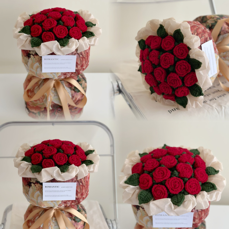Mother's Day Ready-Made Knitted Multi-Headed Bubble Rose Bouquet for Best Friend, Boyfriend/Girlfriend, Mom's Birthday, Valentine's Day Gift Mother's Day Ready-Made Knitted Multi-Headed Bubble Rose Bouquet for Best Friend, Boyfriend/Girlfriend, Mom's Birthday, Valentine's Day Gift